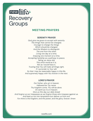 New Life Recovery Meeting Prayers