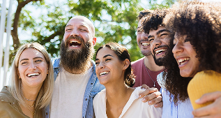 diverse group smiling