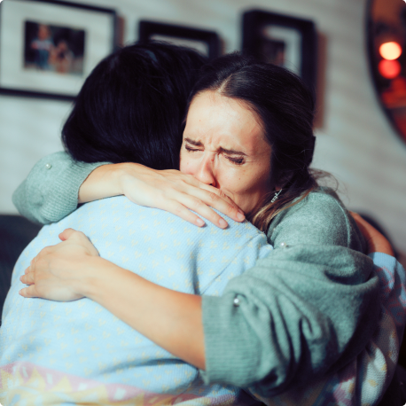 Two women sharing comfort and support