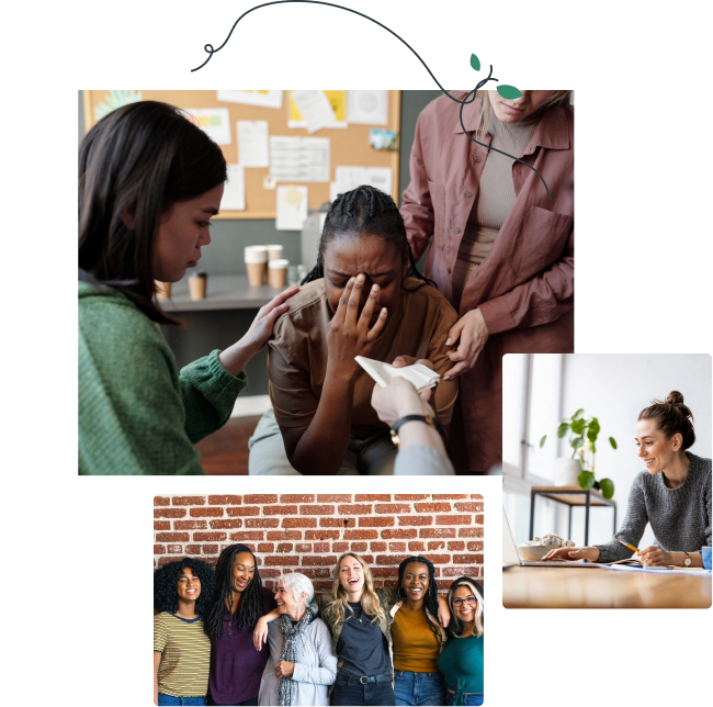 Women receiving support and connecting with a healing community